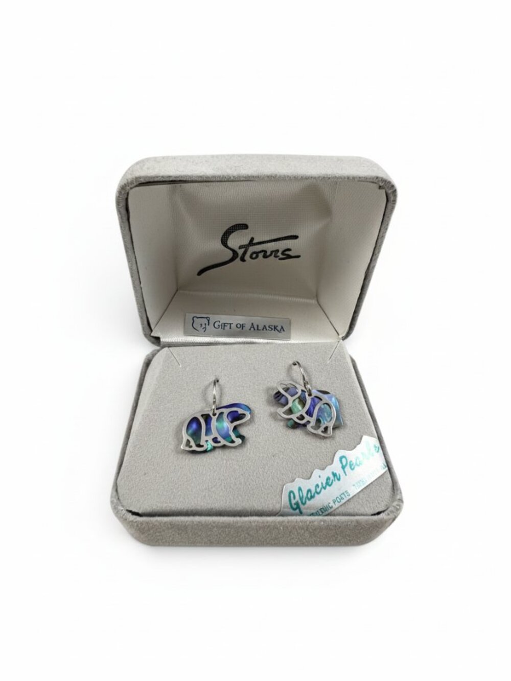 NEW IN BOX Storrs Glacier Pearle Polar Bear Abalone Earrings – Gift of Alaska